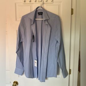 🆕 Nautica Classic Fit White and Blue Tattersall Button Down Dress Shirt